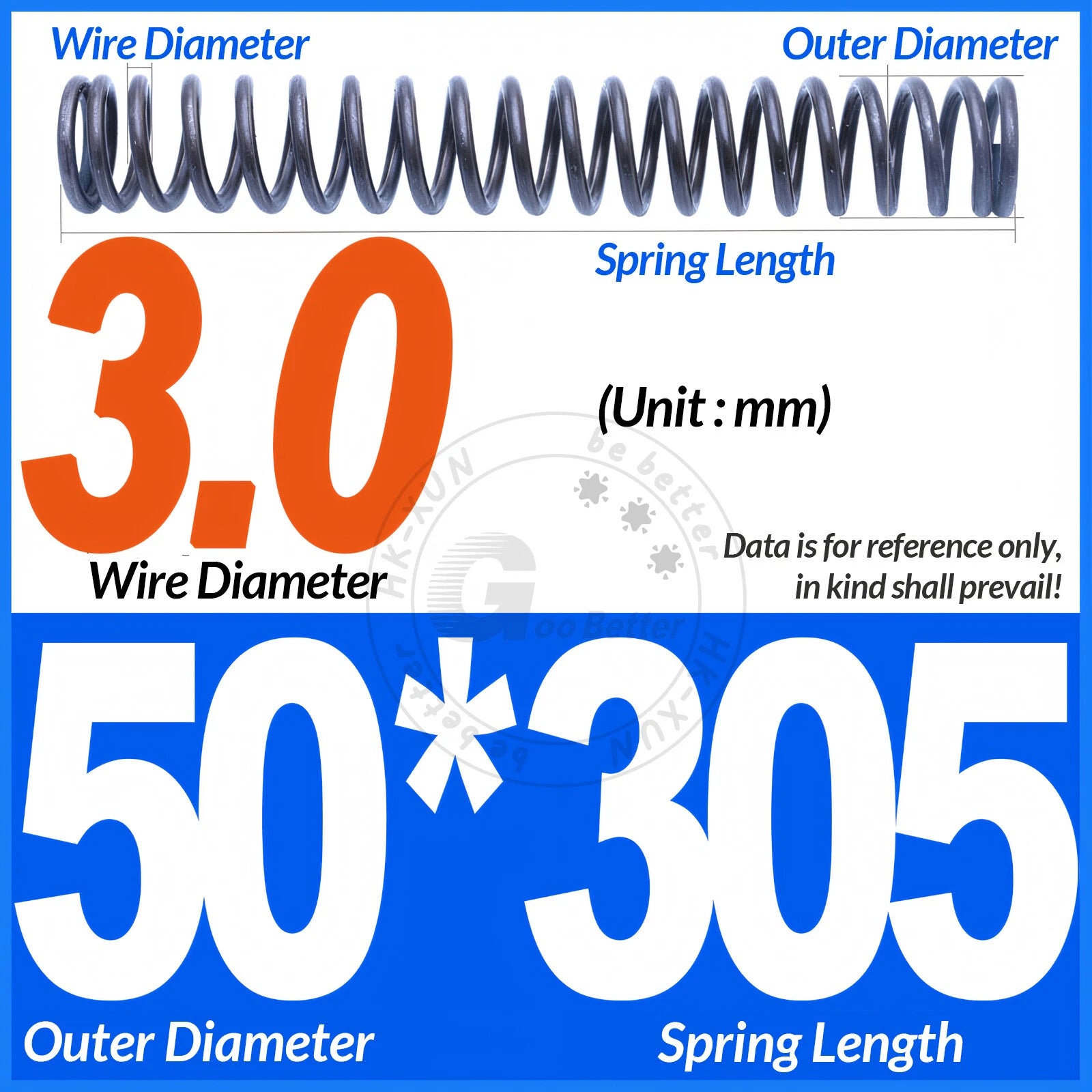 Length 305mm Compression Spring Pressure Springs OD 3-60mm Wire Dia 0.3mm-6.0mm