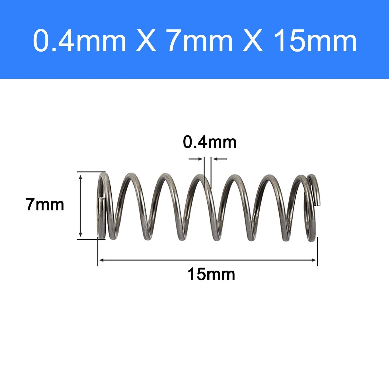 Spring Steel Compression Spring Pressure Coil Spring 0.4mm Wire OD 3-10mm DIY