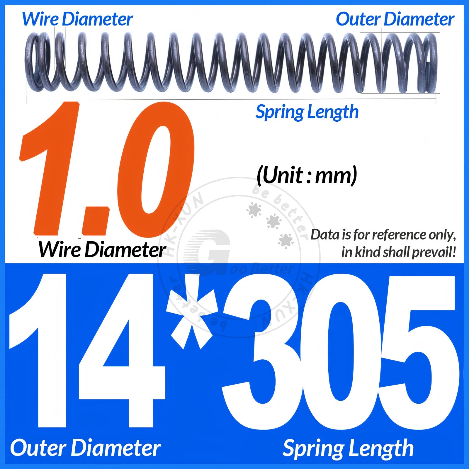 Length 305mm Compression Spring Pressure Springs OD 3-60mm Wire Dia 0.3mm-6.0mm