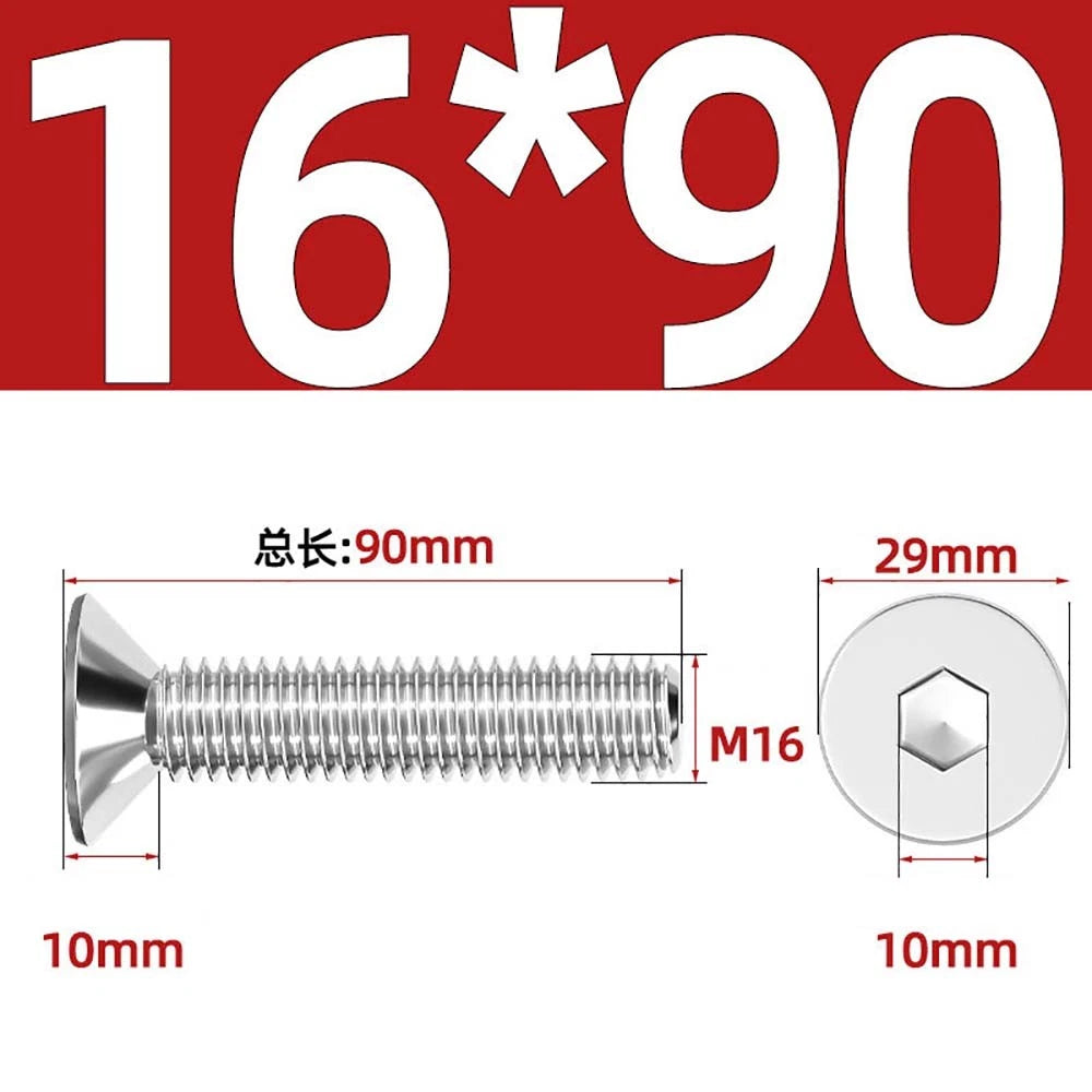 Countersunk Hex Socket Screws – A2 Stainless Steel, M2 to M16, DIN 7991, Fully Threaded