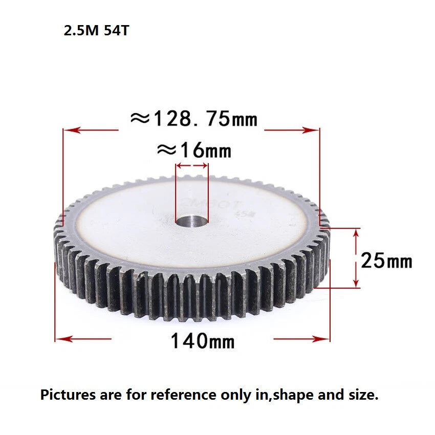 2.5 Mod 12T-75T Spur Gears pitch 7.85mm 45# Steel Pinion Motor Gear Thick 25mm