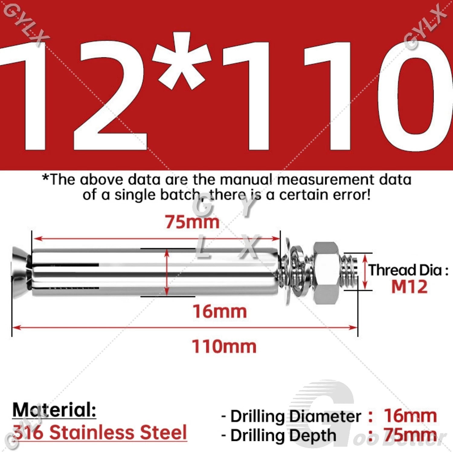 Concrete Expansion Bolts Wall Anchor Screws — M6 to M20 | Stainless Steel & Zinc Plated