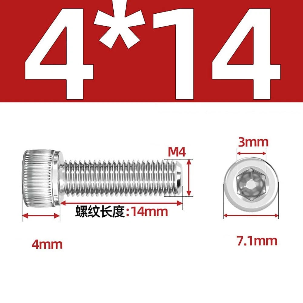 M3 M4 M5 Socket Head Cap Screws – A2 Stainless Steel, High Strength & Corrosion Resistant