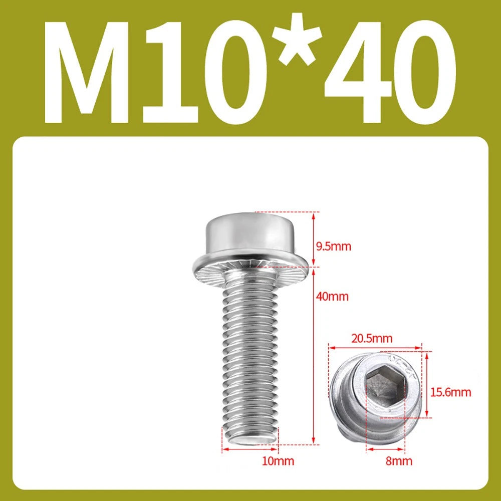 M5–M12 Flange Cap Head Hex Socket Screws – 304 Stainless Steel, Fully Threaded (8–60mm)