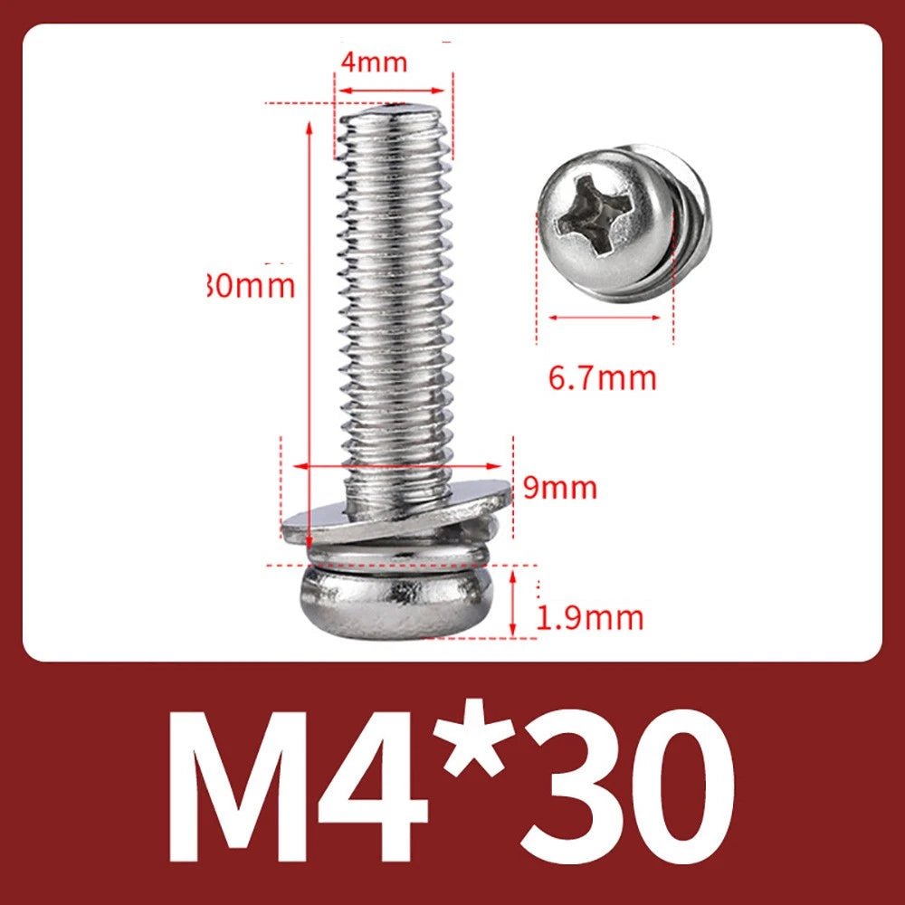 M2–M10 Phillips Button Head Machine Screws — 304 Stainless Steel - HomeDIYer