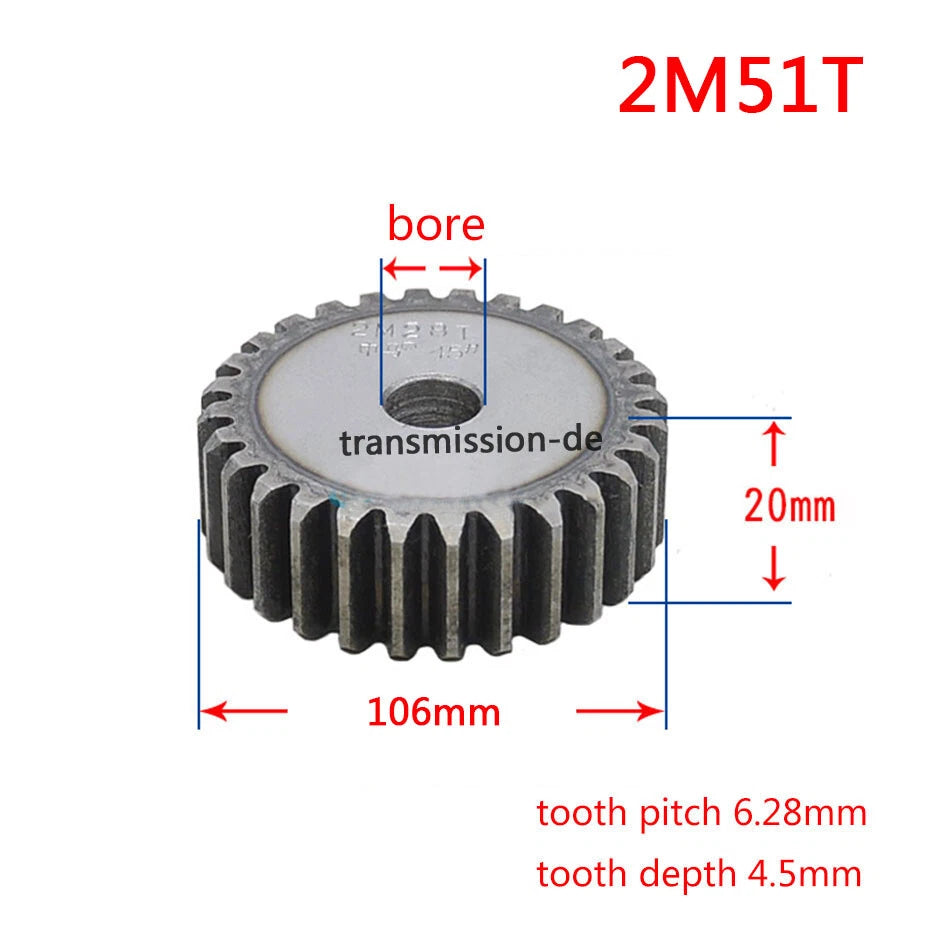 Mod 2/2.5/3/4/5 Spur Gear 10T-63T 45# Steel Pinion Gear Metal Gear Thick 20-40mm