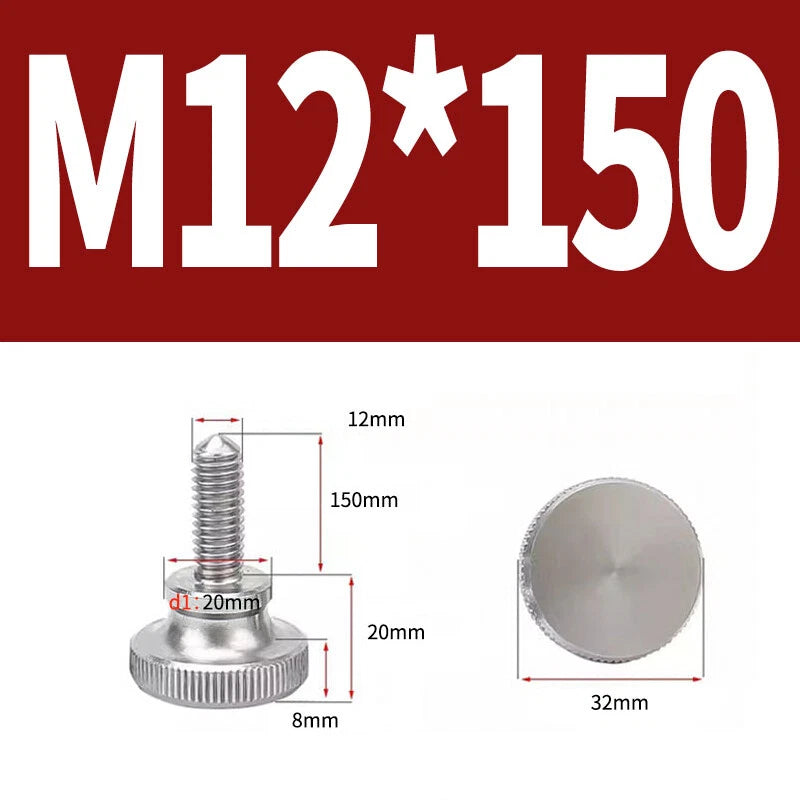 Knurled Thumb Screws Flat Round Head Grip Knob Adjustment Stainless Steel M8 M10