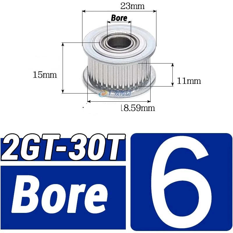 GT2 Timing Belt Pulley 16-100 Teeth 6-10mm Teeth Width Bore 3mm-25mm For 3D