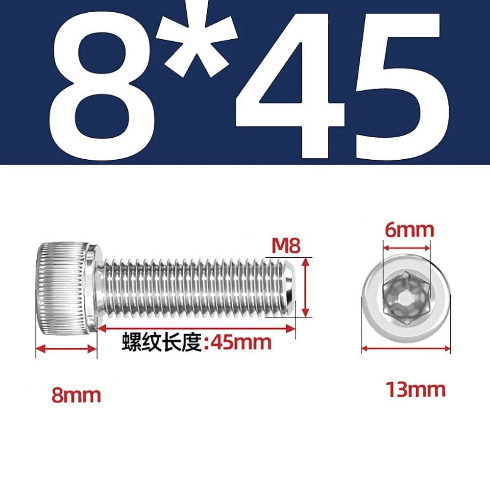 Socket Head Cap Screws – A2 Stainless Steel, M6 to M24, Hex Drive (DIN 912)