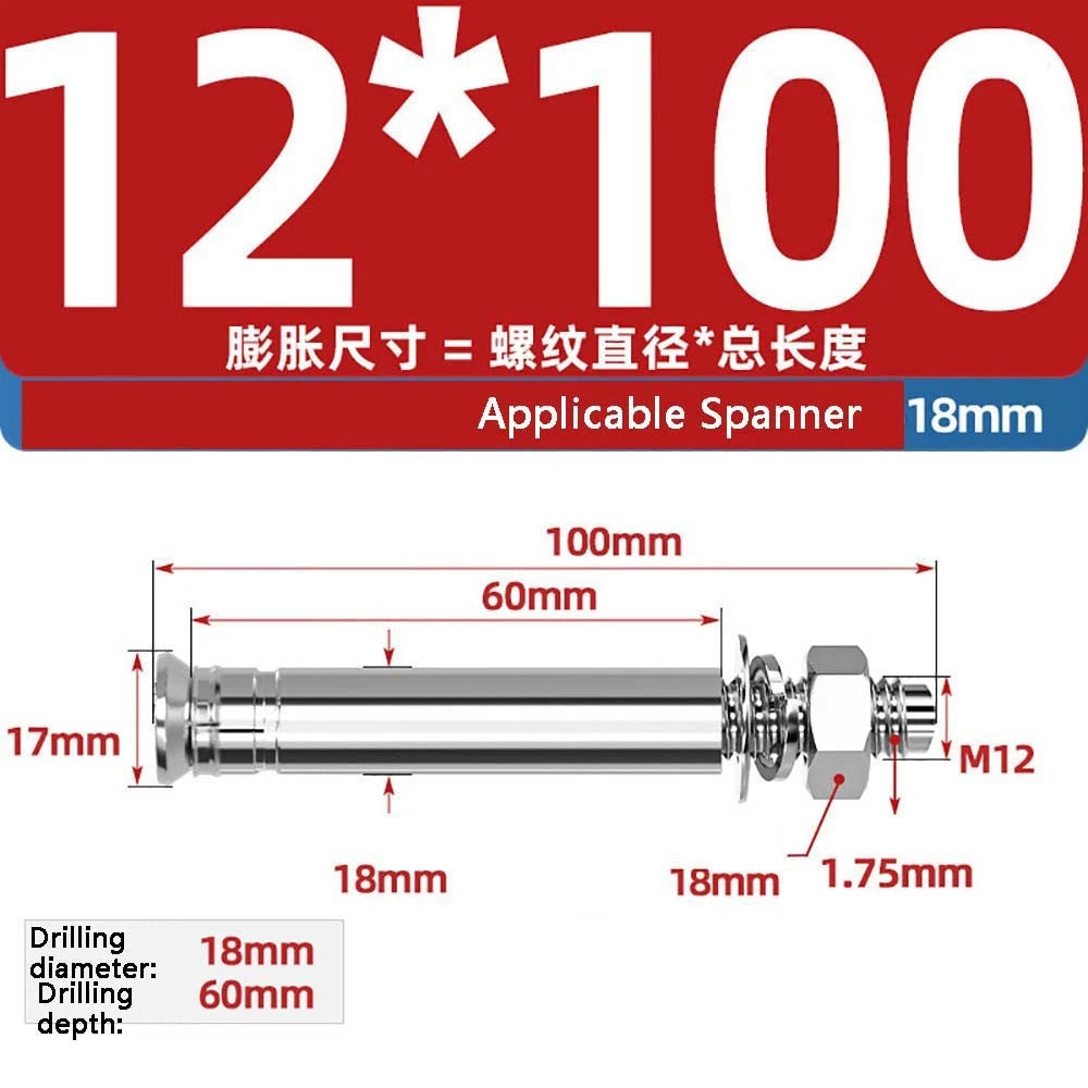 Stainless Steel Expansion Anchor Bolts — M8 to M20, 201 & 304, A/B Type