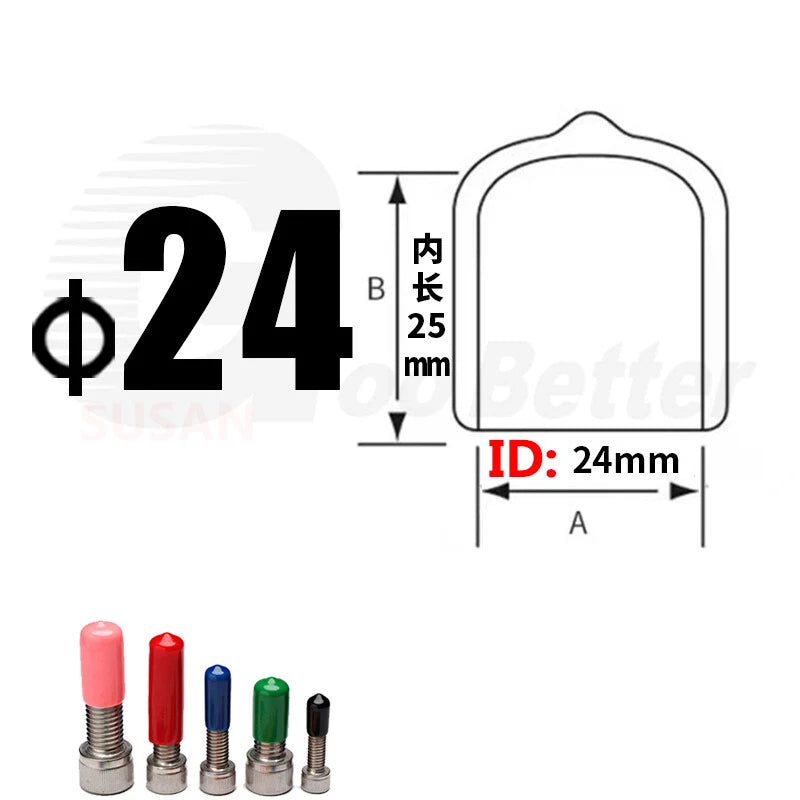 PVC End Caps for Screws, Bolts, Rods & Tubes – Thread Cover Protector, Cable Insulation Caps (1.3mm – 90mm, Black, 15-50mm Lengths)