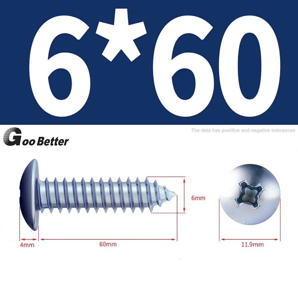 M3 M4 M5 M6 Pan Head Self Tapping Screws – Zinc Plated Carbon Steel
