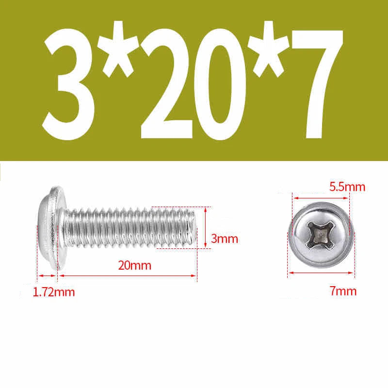 Phillips Flanged Pan Head Machine Screws – 304 / 316 Stainless Steel, Built‑in Washer (3–60mm Lengths)