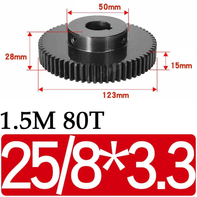 Spur Gears 1.5 Mod Transmission Gear With Step 45#Steel Pinion Motor Gear 30/80T