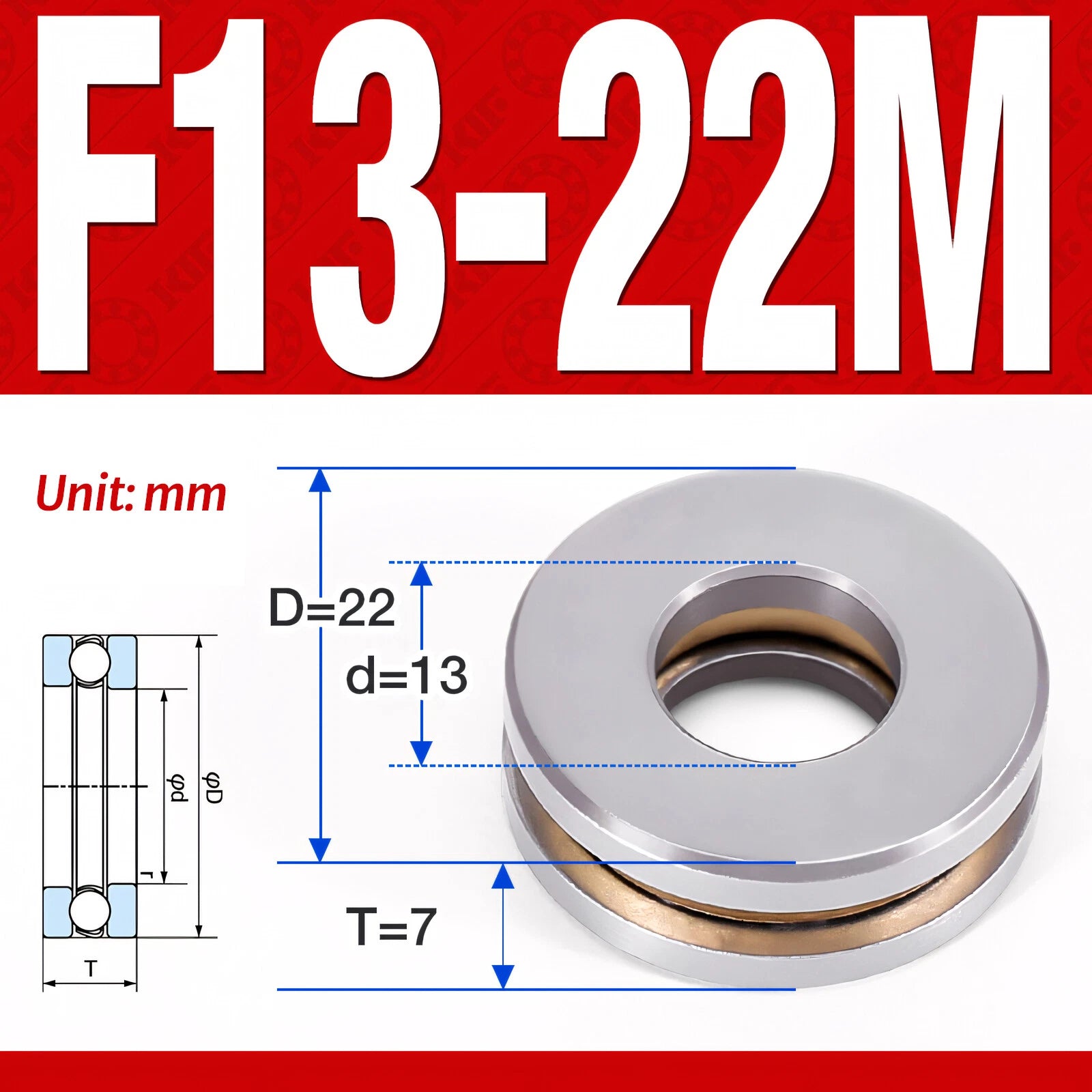 Plane Axial Ball Bearing Thrust Bearings F2-6M - F13-22M- 51100 - 51413 Series