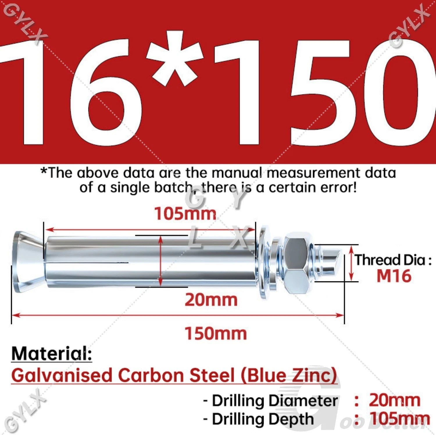 Concrete Expansion Bolts Wall Anchor Screws — M6 to M20 | Stainless Steel & Zinc Plated