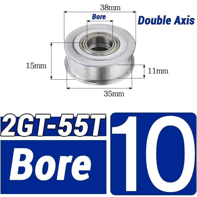 GT2 Timing Belt Pulley 16-100 Teeth 6-10mm Teeth Width Bore 3mm-25mm For 3D