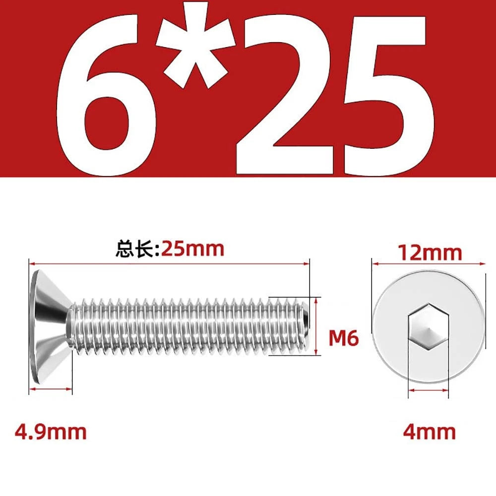 Countersunk Hex Socket Screws – A2 Stainless Steel, M2 to M16, DIN 7991, Fully Threaded