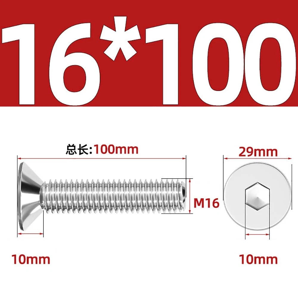 Countersunk Hex Socket Screws – A2 Stainless Steel, M2 to M16, DIN 7991, Fully Threaded