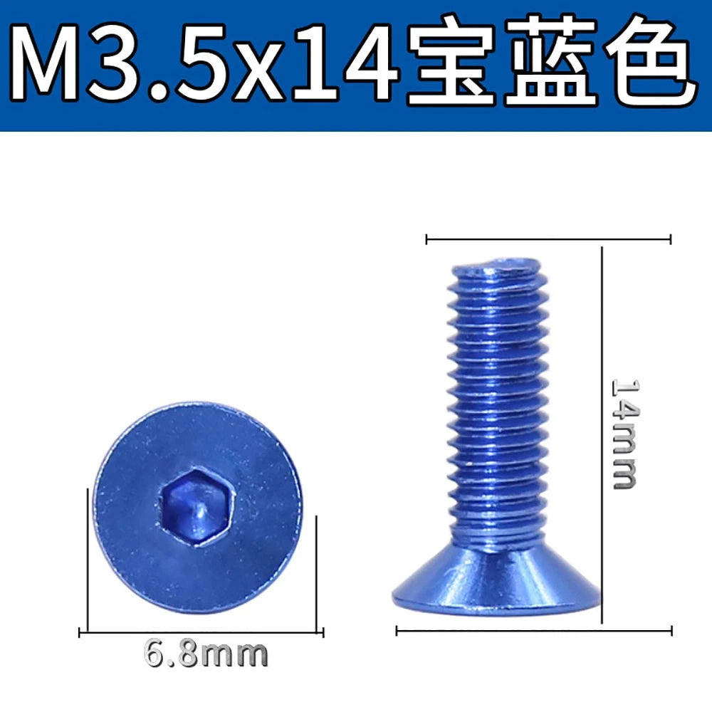 M3.5 / M4 Countersunk Hex Socket Screws — Anodized Aluminum Alloy, 10 Colors