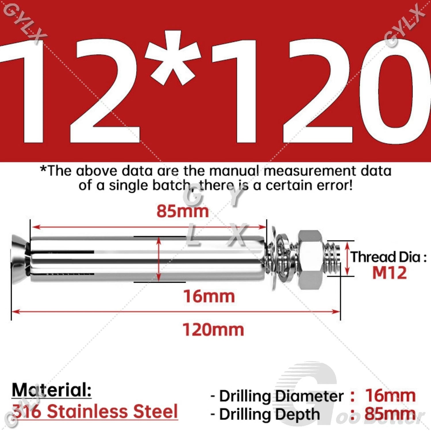 Concrete Expansion Bolts Wall Anchor Screws — M6 to M20 | Stainless Steel & Zinc Plated