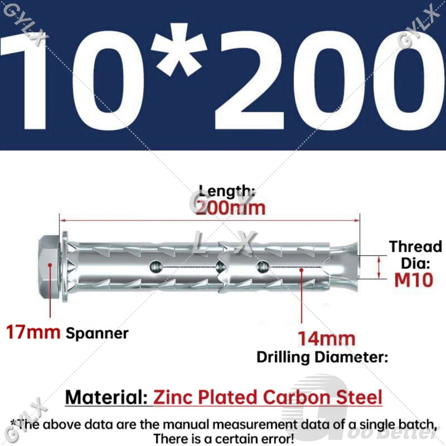 Galvanized Masonry Concrete Expansion Bolts — M6 M8 M10 M12 Wall Anchor Screws