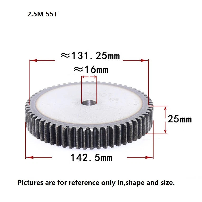 2.5 Mod 12T-75T Spur Gears pitch 7.85mm 45# Steel Pinion Motor Gear Thick 25mm