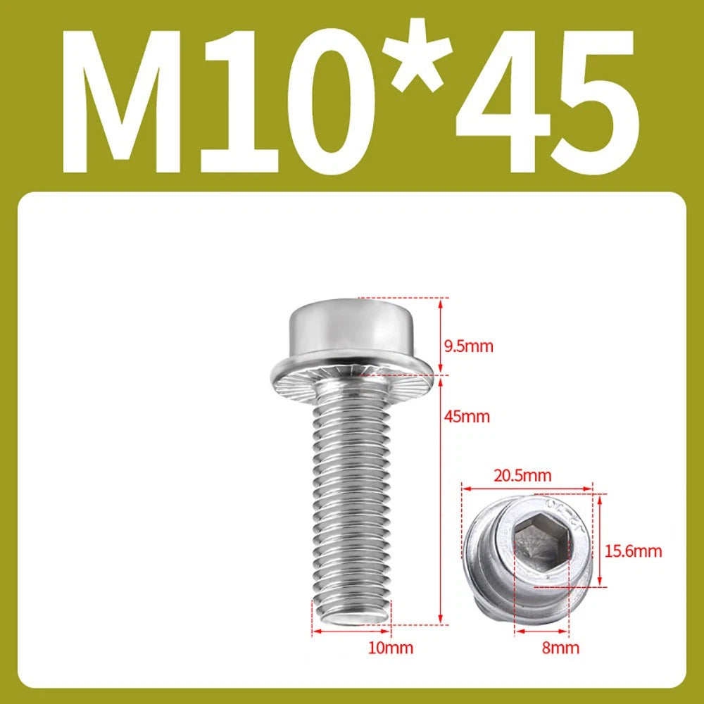 M5–M12 Flange Cap Head Hex Socket Screws – 304 Stainless Steel, Fully Threaded (8–60mm)