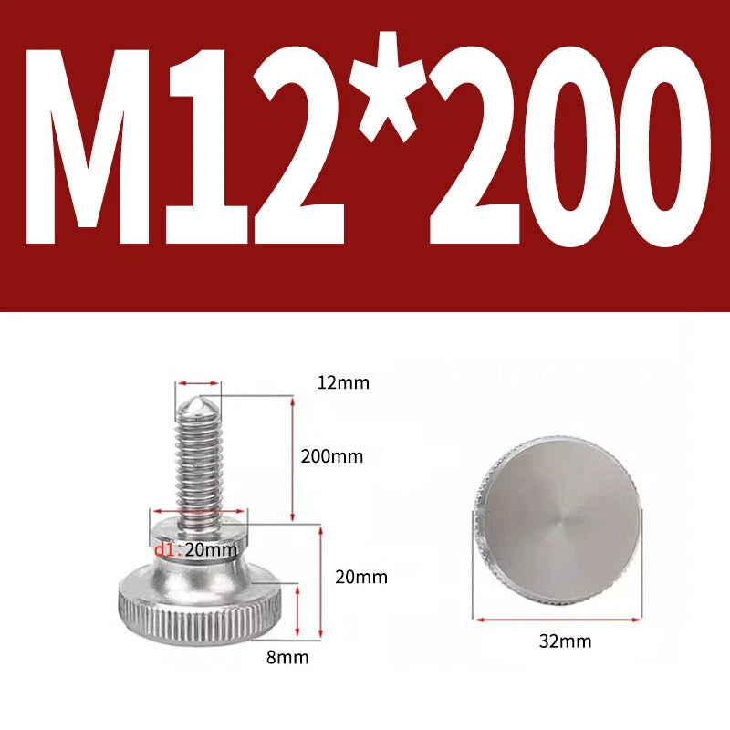 Knurled Thumb Screws Flat Round Head Grip Knob Adjustment Stainless Steel M8 M10