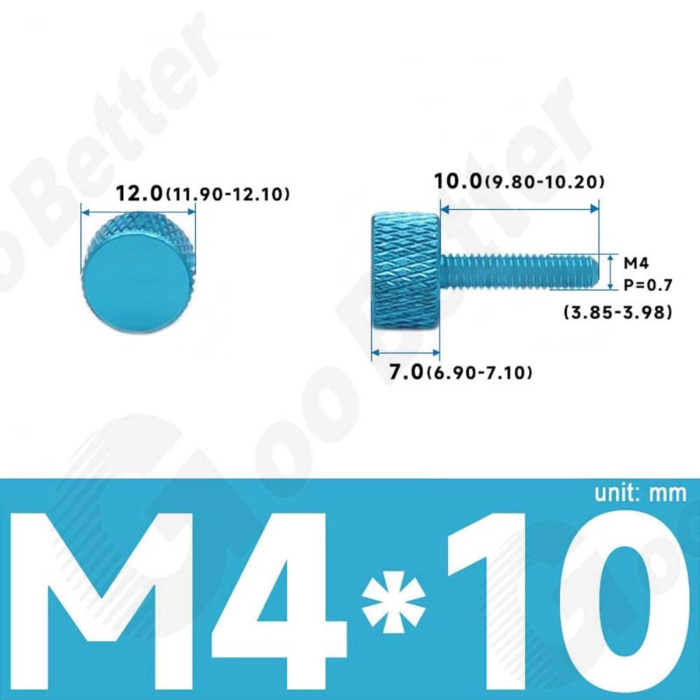 M3 M4 Knurled Thumb Screws – Aluminum Alloy Flat Head Hand Knob Bolts
