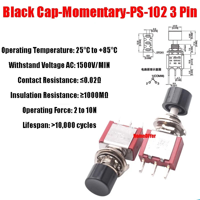 Mini Toggle Switch – MTS / SMTS / E-TEN / PS-102 / DS438 Series, 2 3 6-Pin Rocker Switches
