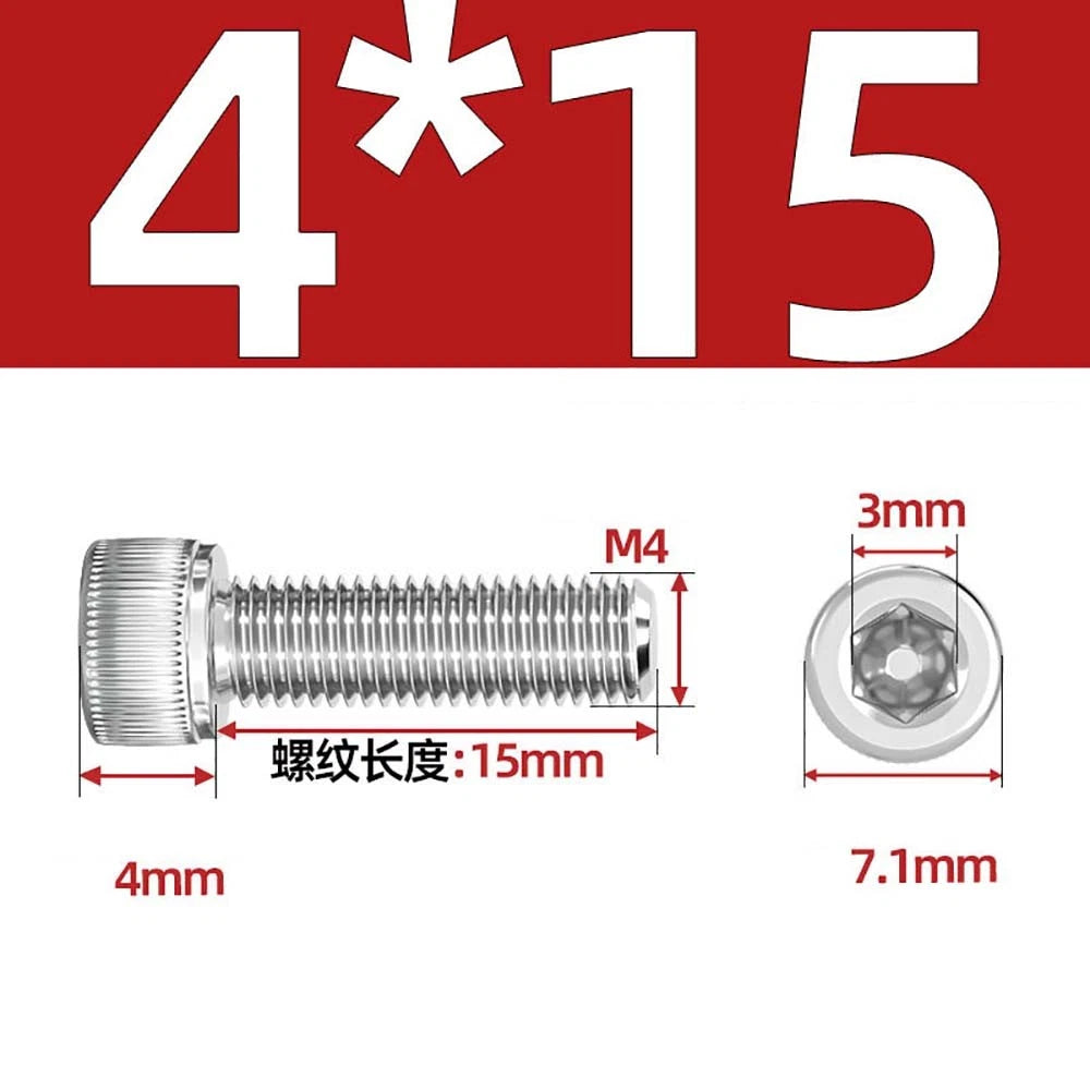 M3 M4 M5 Socket Head Cap Screws – A2 Stainless Steel, High Strength & Corrosion Resistant