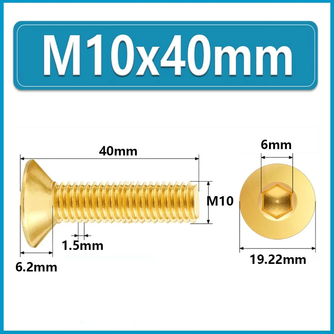 Solid Brass Hex Socket Countersunk Machine Screws – M3 to M12, Allen Drive, Flat Head (8–50mm)