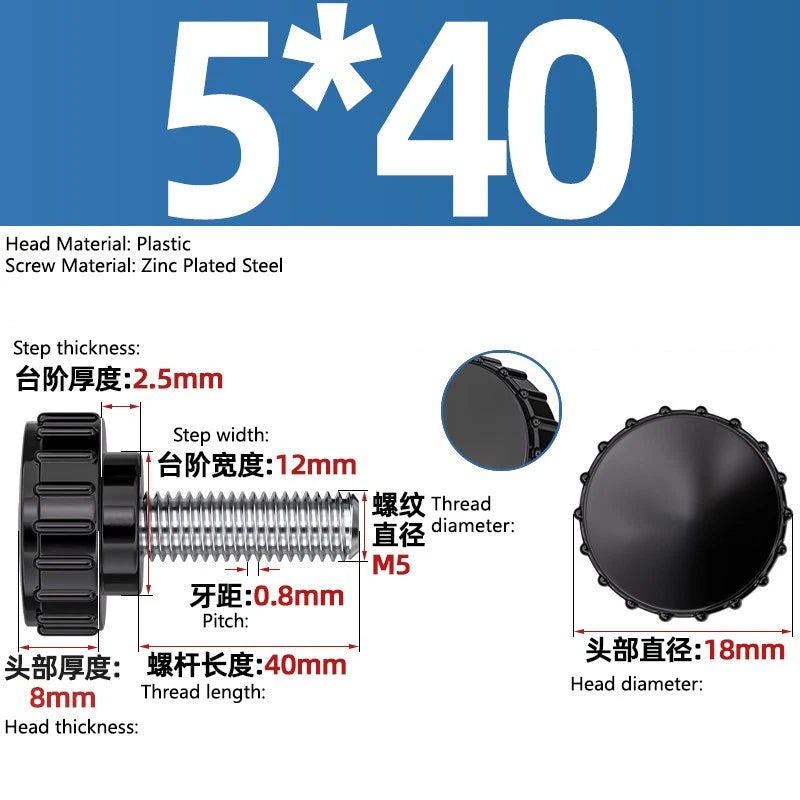 M3-M8 A2/304 Stainless Steel Plastic Knob Thumb Screws Hand Twist DIY Machinery