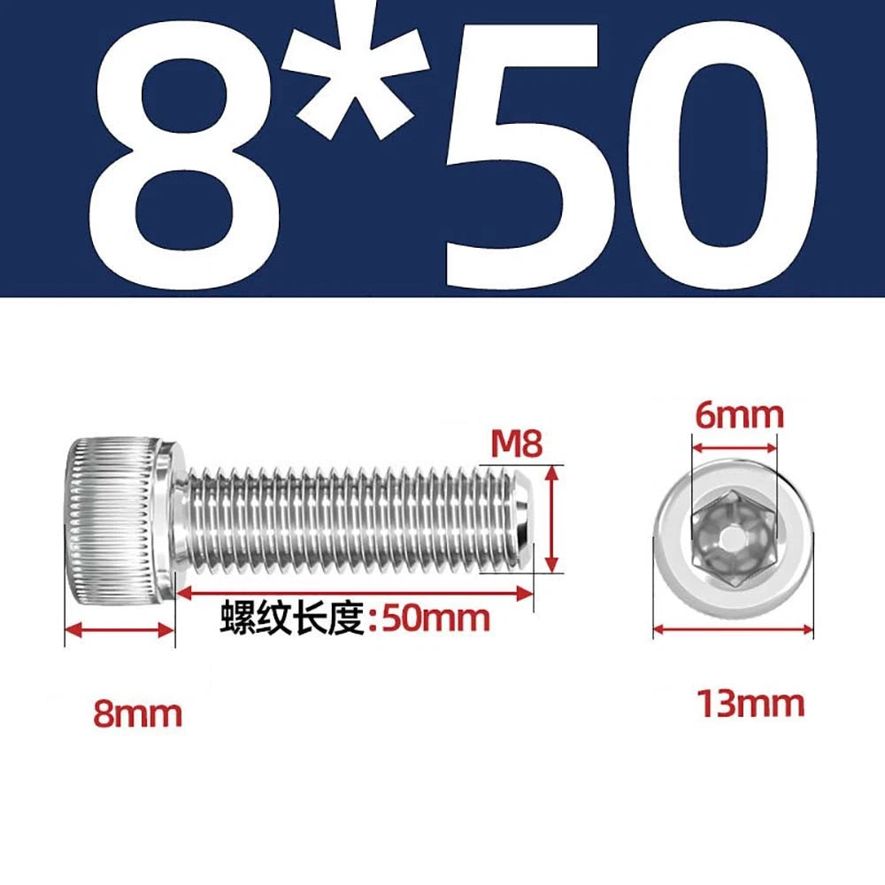Socket Head Cap Screws – A2 Stainless Steel, M6 to M24, Hex Drive (DIN 912)
