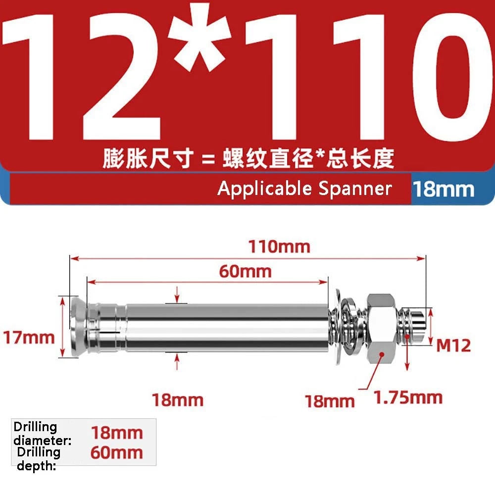 Stainless Steel Expansion Anchor Bolts — M8 to M20, 201 & 304, A/B Type