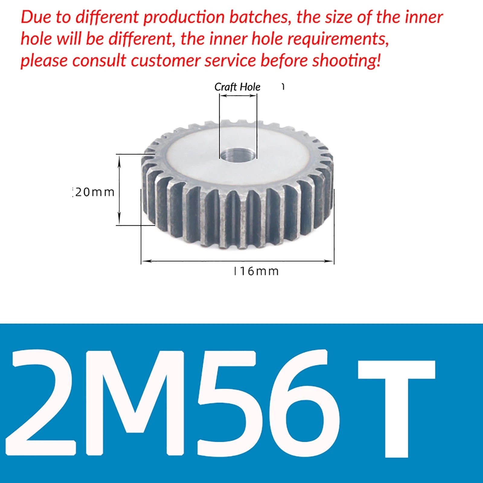 Mod 2 45# Steel Spur Gears Pinion Gear Thickn 20mm 10T - 100T Transmission Gear