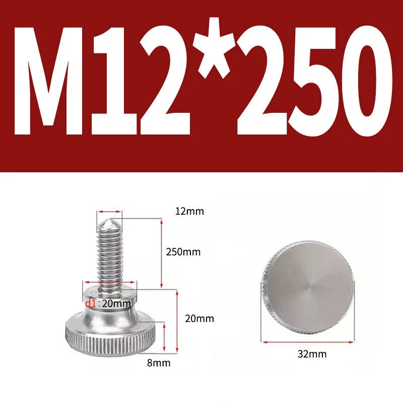 Knurled Thumb Screws Flat Round Head Grip Knob Adjustment Stainless Steel M8 M10