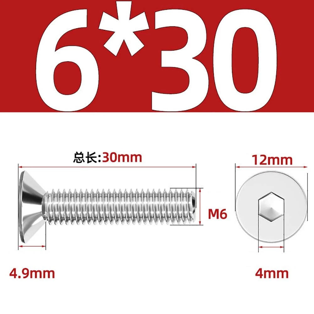 Countersunk Hex Socket Screws – A2 Stainless Steel, M2 to M16, DIN 7991, Fully Threaded