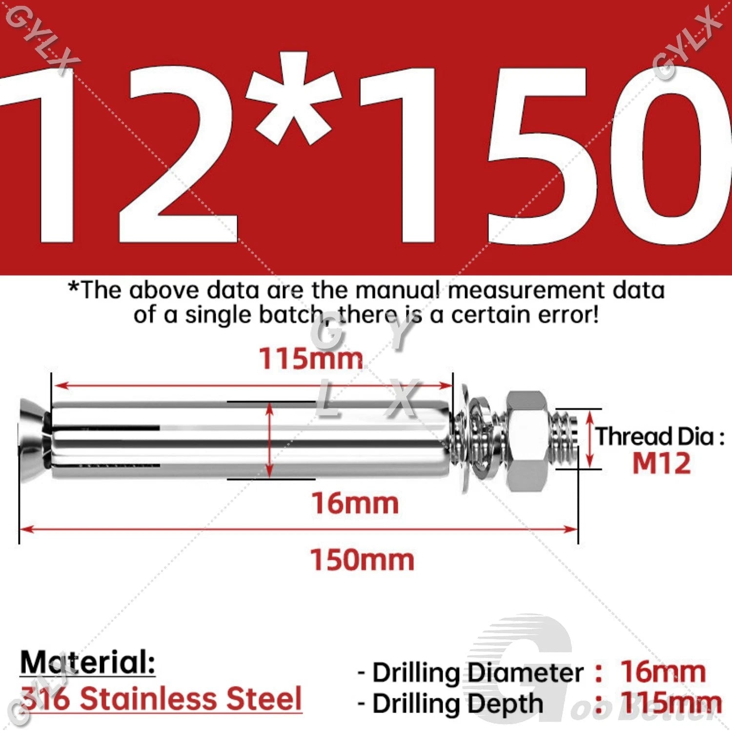 Concrete Expansion Bolts Wall Anchor Screws — M6 to M20 | Stainless Steel & Zinc Plated