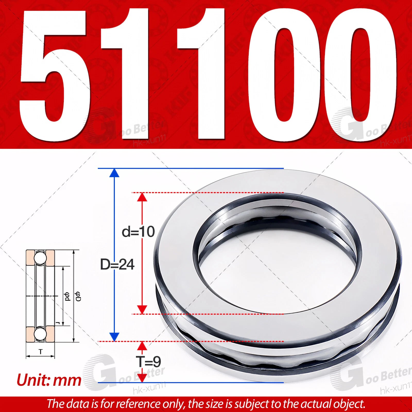 Plane Axial Ball Bearing Thrust Bearings F2-6M - F13-22M- 51100 - 51413 Series