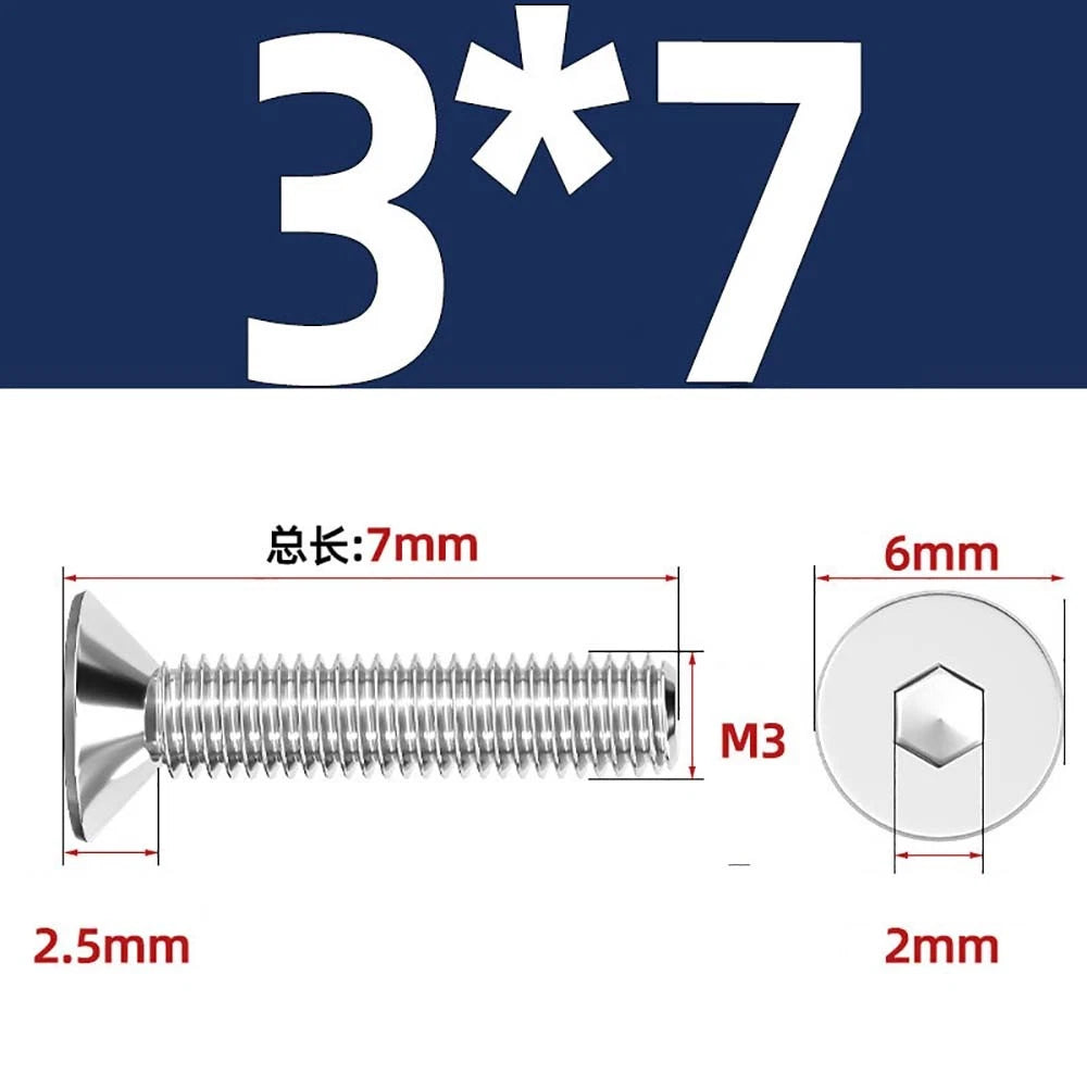 Countersunk Hex Socket Screws – A2 Stainless Steel, M2 to M16, DIN 7991, Fully Threaded