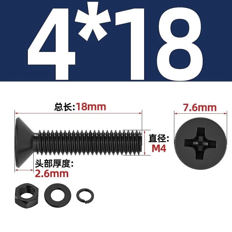 M2–M6 Phillips Countersunk Head Machine Screws with Nut and Washer | Carbon Steel Bolt Set - HomeDIYer