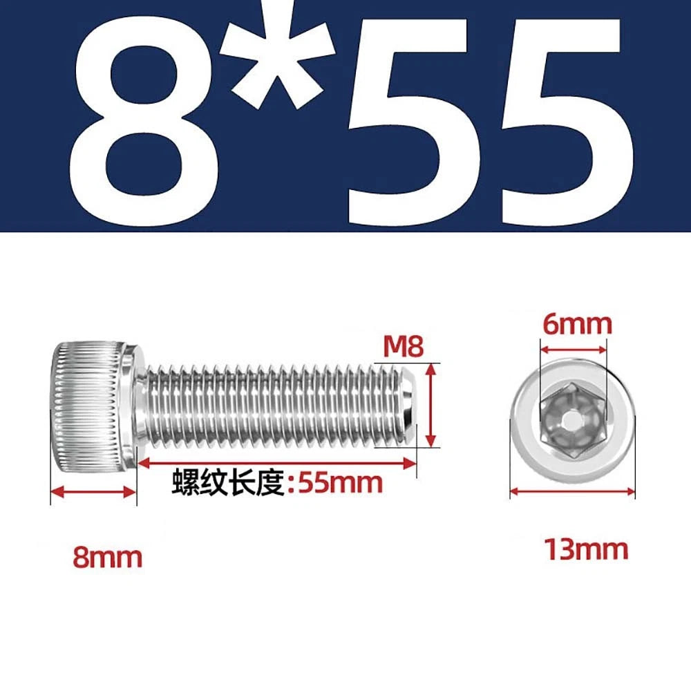 Socket Head Cap Screws – A2 Stainless Steel, M6 to M24, Hex Drive (DIN 912)