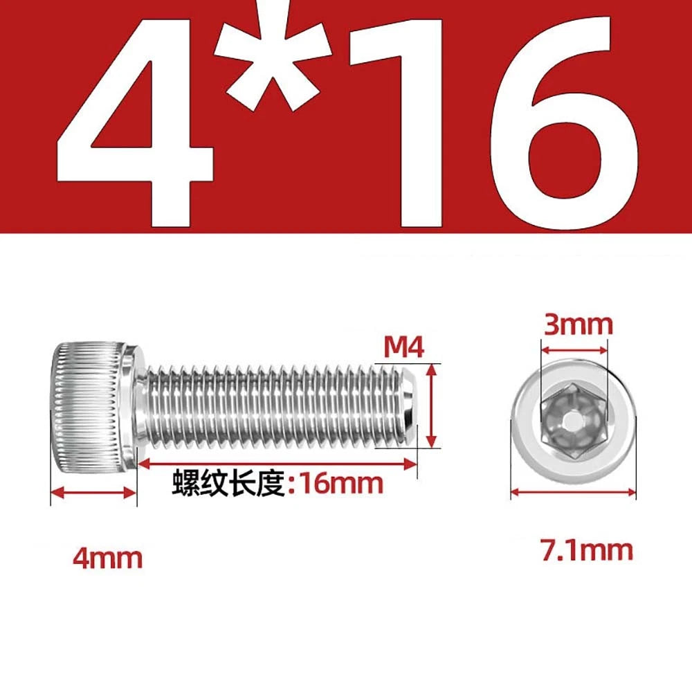 M3 M4 M5 Socket Head Cap Screws – A2 Stainless Steel, High Strength & Corrosion Resistant