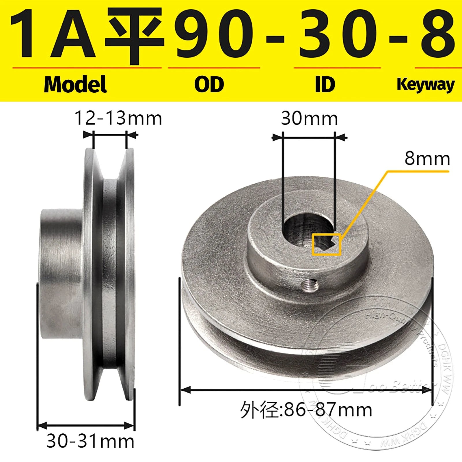 Cast Iron Drive Pulley Single Groove 1A Flat For A/V Belt Pulley OD 50mm-130mm