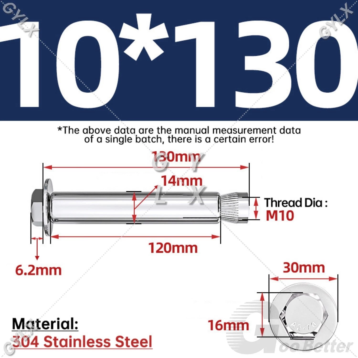 Expansion Anchor Bolts for Masonry — M6 to M16, Stainless Steel & Zinc-Coated