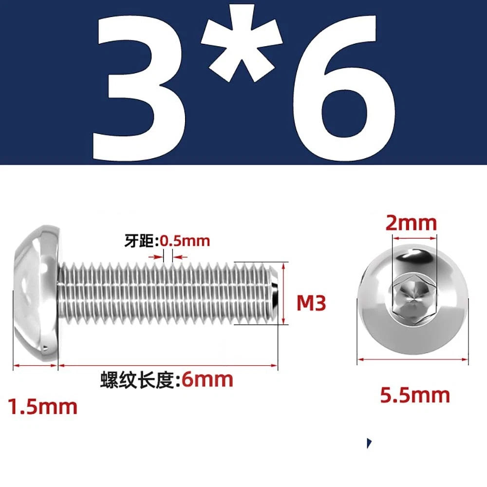 M1.6–M5 A2 Stainless Steel Button Head Socket Cap Screws – Round Pan Head, Hex Drive, Fully Threaded