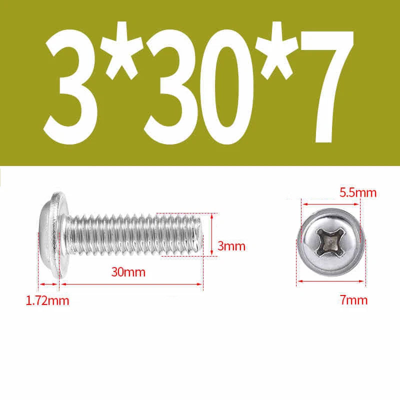 Phillips Flanged Pan Head Machine Screws – 304 / 316 Stainless Steel, Built‑in Washer (3–60mm Lengths)