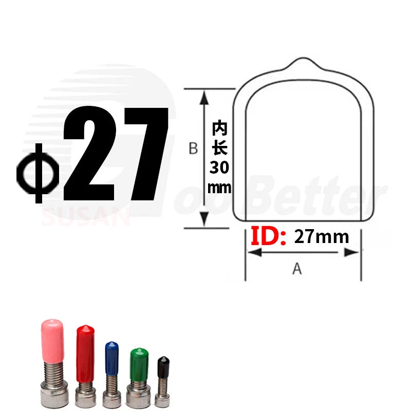 PVC End Caps for Screws, Bolts, Rods & Tubes – Thread Cover Protector, Cable Insulation Caps (1.3mm – 90mm, Black, 15-50mm Lengths)